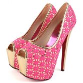 Peep toe rosa com dourado vazado - 00005