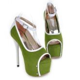 Peep toe verde e branco - 00062