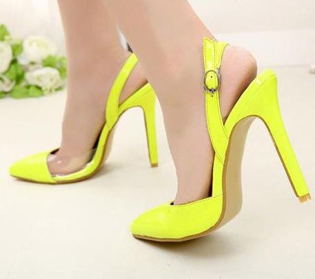 Scarpin amarelo neon verniz transparência - 00021